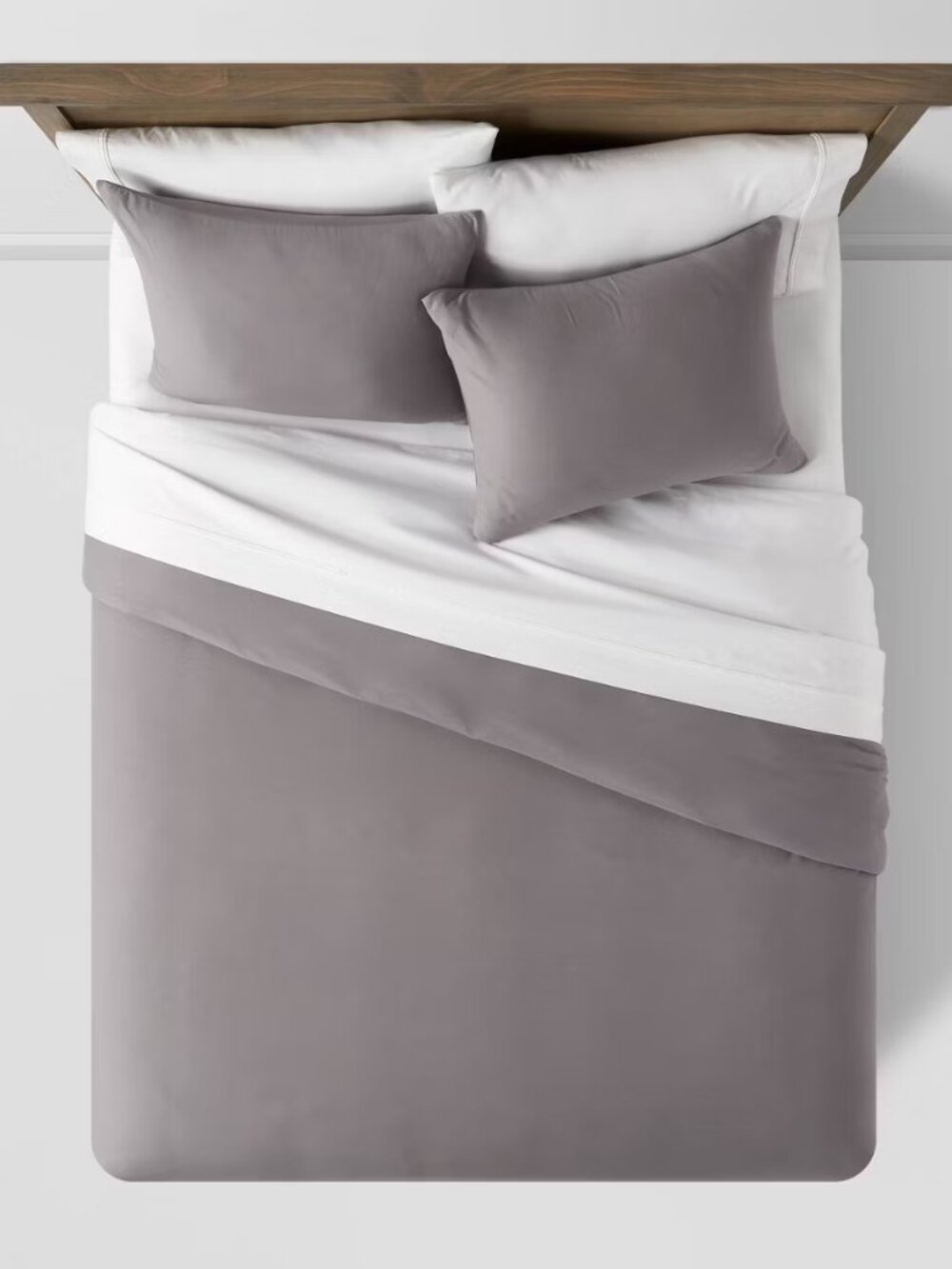 NWT Threshold 2pc Full/Queen Cotton Sateen Duvet Cover and Sham Set Dark Gray